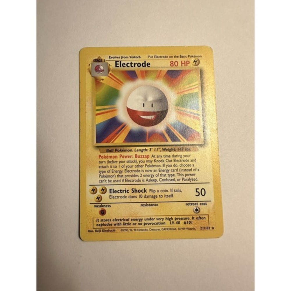 Electrode 21/102 Non Holo Rare Base Set Pokemon Card MP Moderately played 50Z